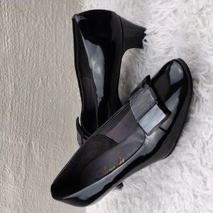 Serenades by Florsheim Vintage Black Patent Leather Square Toe Slip-On Pump Shoe